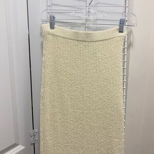 H&M Cream Textured Midi Skirt